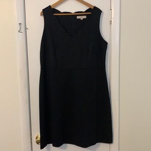 Black Sleeveless Dress with Scalloped V-Neck